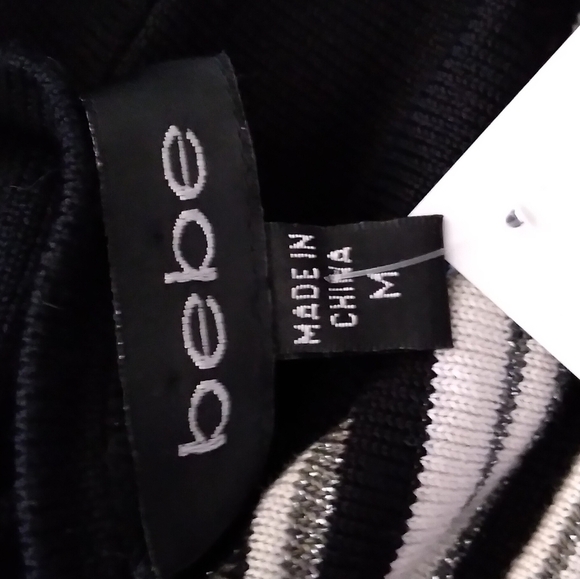 Bebe 90's Black and Silver Silk Bat Wing Sweater - Picture 5 of 5